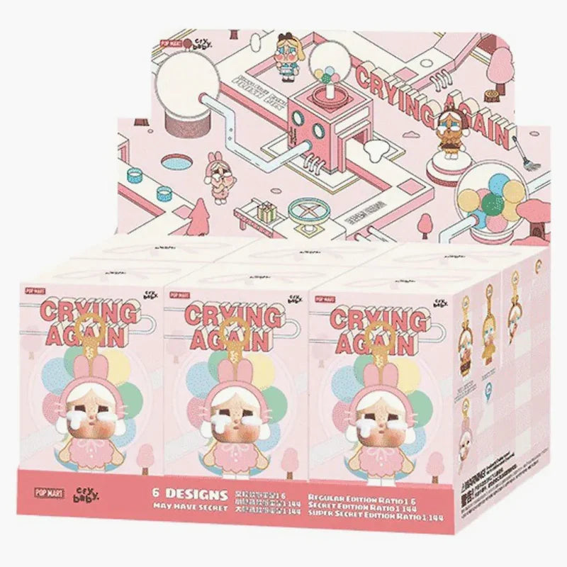 Pop Mart CRYBABY Crying Again Series : Vinyl Face Plush Sealed Case (6 Blind Box)